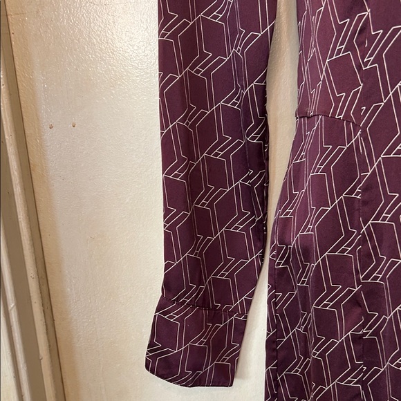 rag & bone Silk Burgundy Long Sleeve Dress with Geometric Pattern size 4 - Picture 5 of 14